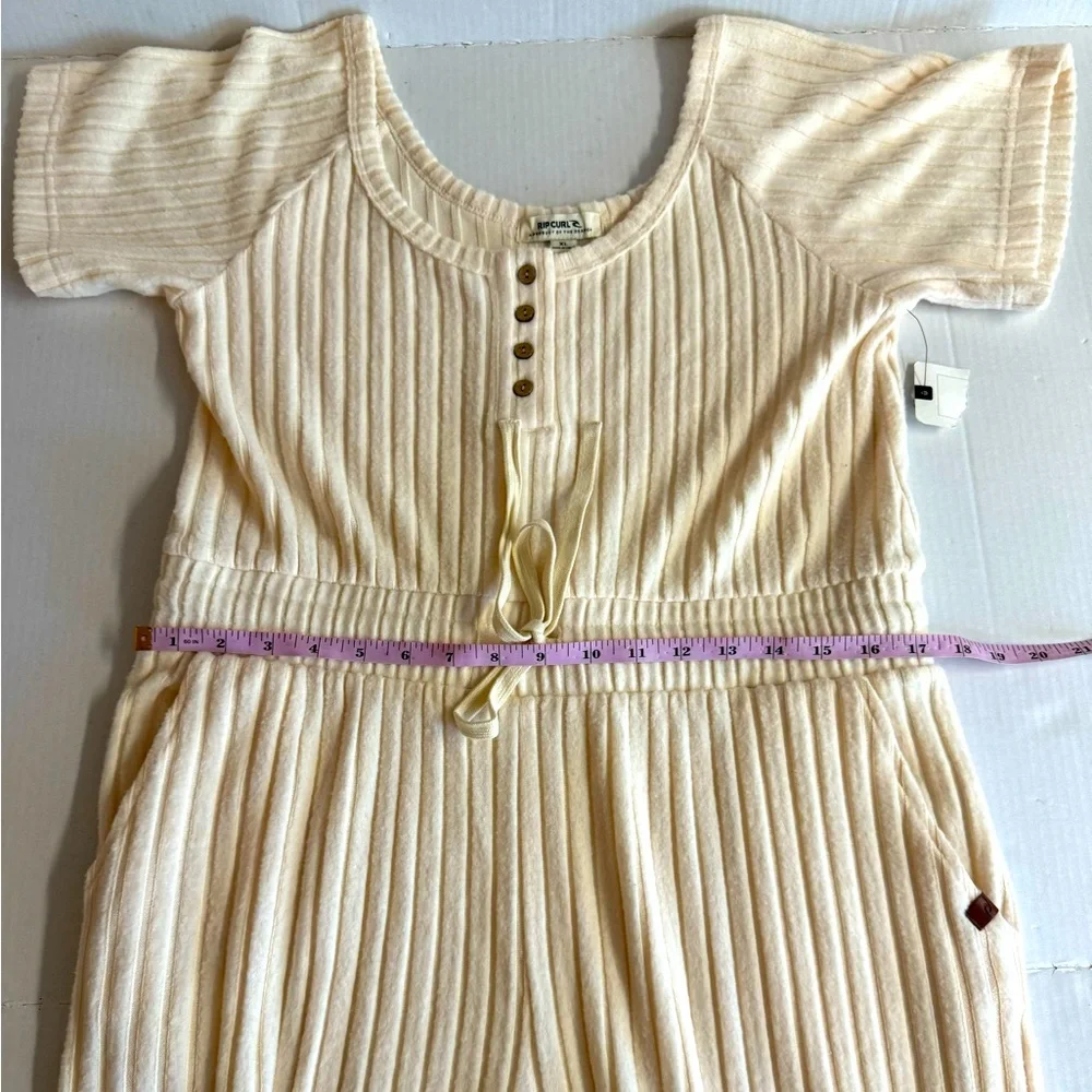 NWOT Rip Curl Cozy Jumpsuit- cream cozy fuzzy elastic waist ribbed .Size XL - Picture 10 of 14